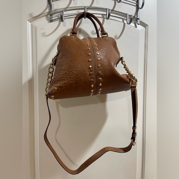 Michael Kors Gold Studded Satchel Handbag - Picture 5 of 13